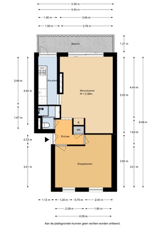 Floorplan - Djambistraat 27-3, 1094 AX Amsterdam